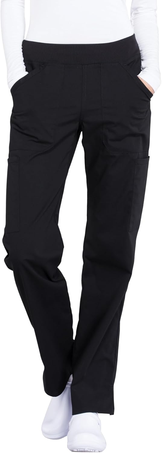 Cherokee Women's Scrub Pants Mid Rise Straight Leg Pull-on Cargo Pant with 6 Pockets & 2-Way Stretch Fabric - WW170