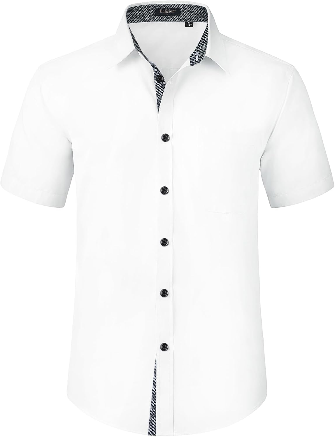 Enlision Men's Short Sleeve Shirts Formal Dress Shirt Business Regular Fit Button Up Office Shirts with Pockets
