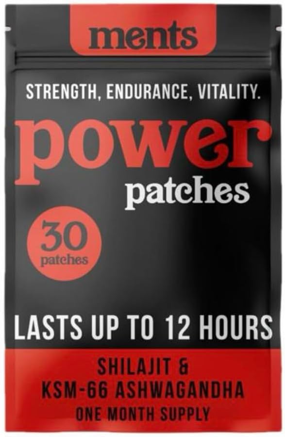Ments | Power Patch with Shilajit & KSM-66 Ashwagandha - Daily Support for Energy, Focus & Vitality | 30 Plant-Based Transdermal Patches (UK Company)