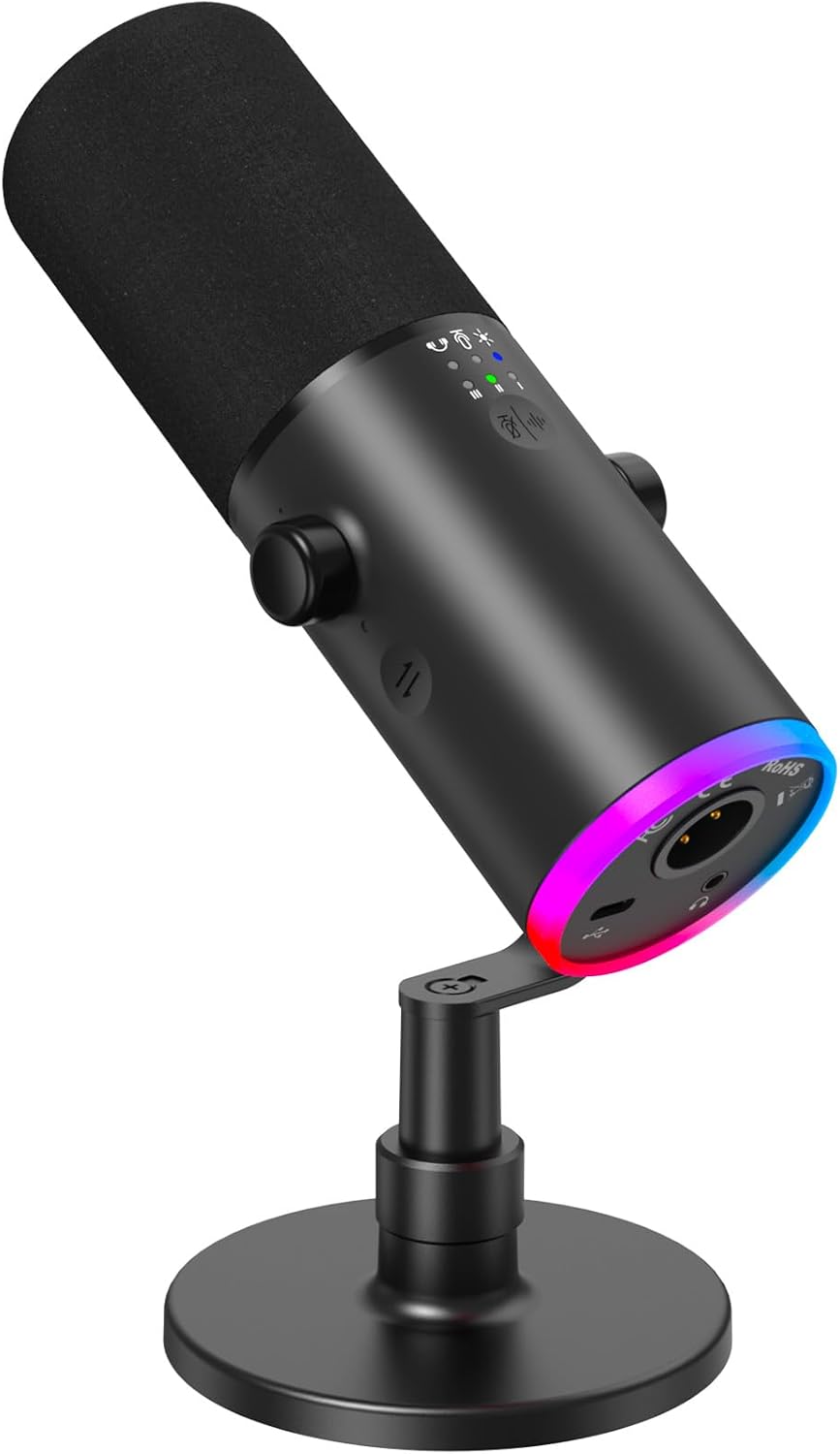TONOR Dynamic Gaming Microphone XLR/USB Mic with AI Noise Cancellation