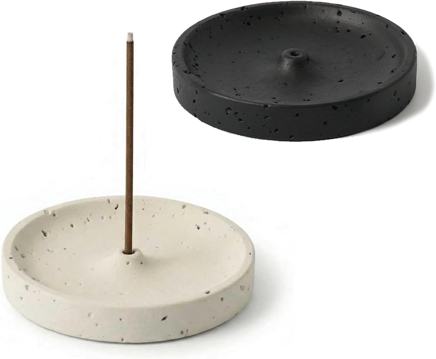 2 Pcs Incense Holder, Incense Stick Holders for Meditation and Yoga Practice, Handmade Ceramic Incense Burner Holder for Sticks and Cones (Off-White, Black)