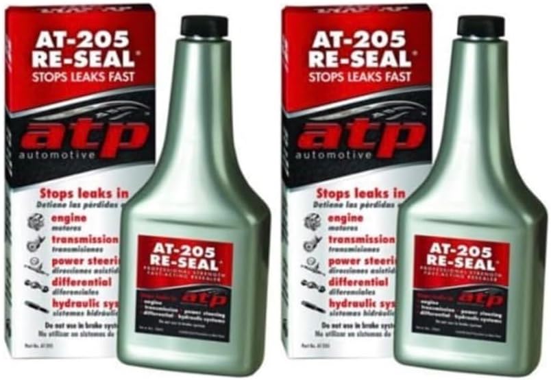 AT-205 Re-Seal Leak Stopper 8oz - 2 Pack of Leak Stop. for Any Automotive Leak. Stop leaks in Engine-transmissions-Power Steering-Differential-Hydraulics.Made in USA.