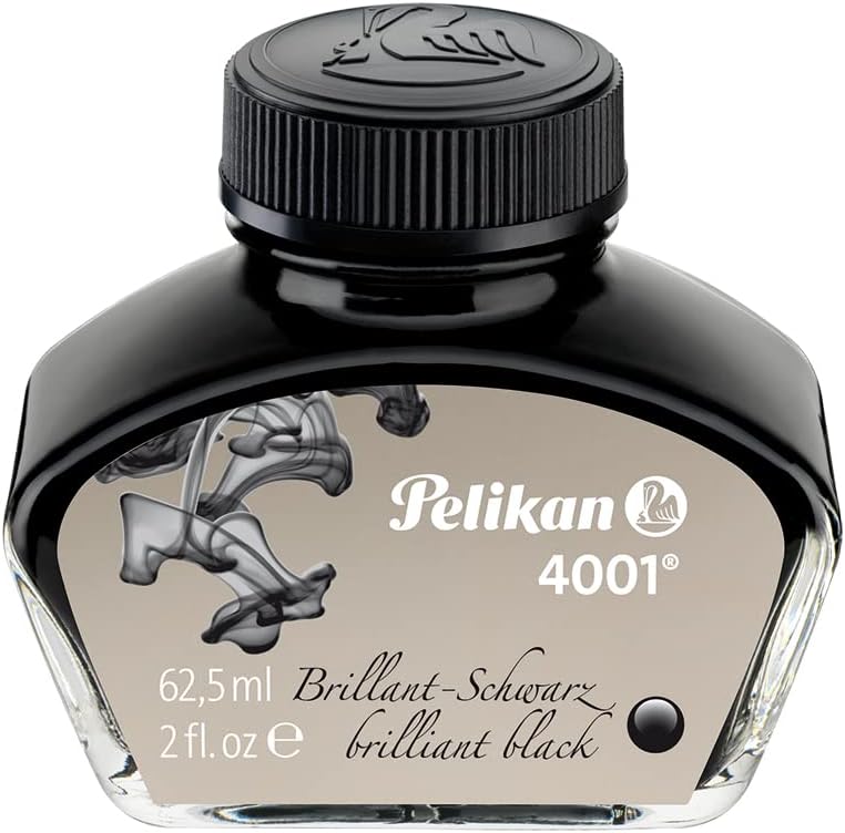 Pelikan 4001 Bottled Ink for Fountain Pens, Brilliant Black, 62.5ml, 1 Each (329144)