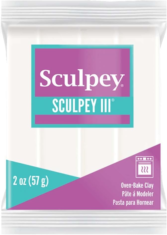 Polyform Sculpey III Polymer Oven-Bake Clay, White, Non Toxic, 2 oz. bar, Great for modeling, sculpting, holiday, DIY, mixed media and school projects.Great for kids & beginners!