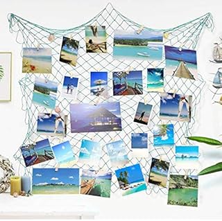 Fish Net Decorative,Photo Hanging Display Frames,Nautical Sea Ocean Themed Baby Shower Birthday Pirate Party Decorations, Bathroom Wall Home Decor