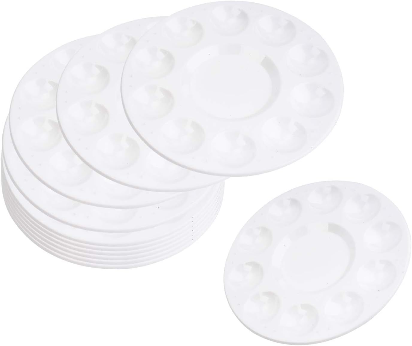 Lawei 24 Pcs Paint Palette Tray Plastic 10 Well Round Watercolor Painting Palettes for DIY Craft Artist Professional Art Painting