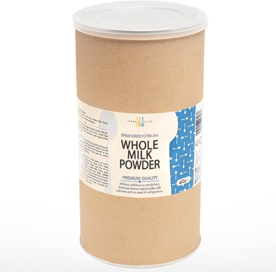 IB Whole Milk Powder 600g | 100% Pure, No Additives or Emulsifiers | Full Cream Fat (26%) Powdered Dried Milk | UK Product