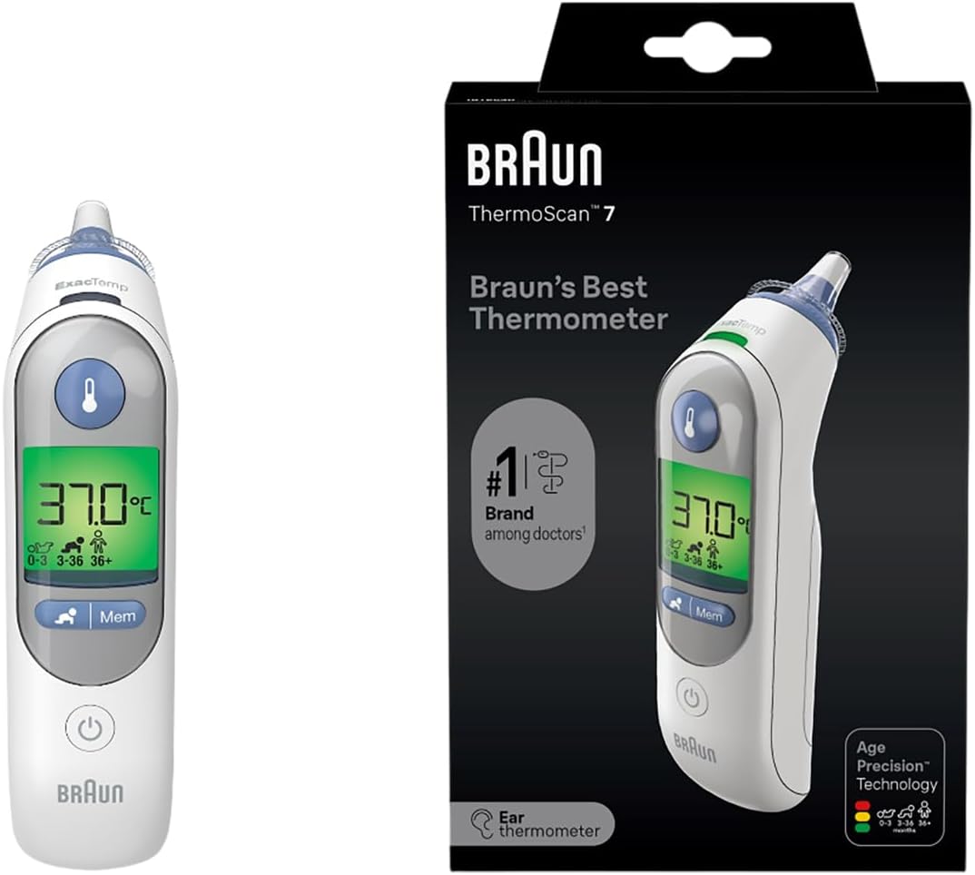 Braun ThermoScan 7 Ear thermometer - Age Precision Technology - Colour-coded Digital Display - Baby and Infant Friendly - #1 Brand among doctors(1)