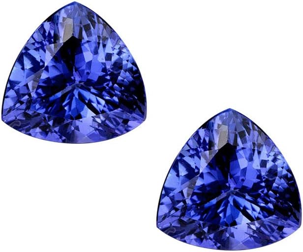 Wixine 2Pcs Beautiful Blue Tanzanite 10mm Stunning Trillion Cut Loose Gemstone