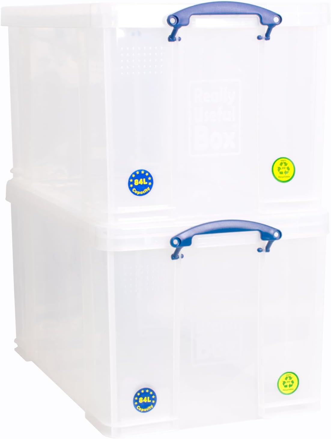 Really Useful Box Plastic Storage 84 Litre Clear (Pack Of 2)