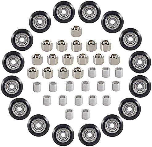 48 PCS 3D Printer POM Pulley Wheel Set with Pulley Bearing Included 16 PCS POM Wheel 16 PCS Eccentric Spacer 16 PCS Round Column for Creality Anycubic Anet Series 3D Printer Ender 3