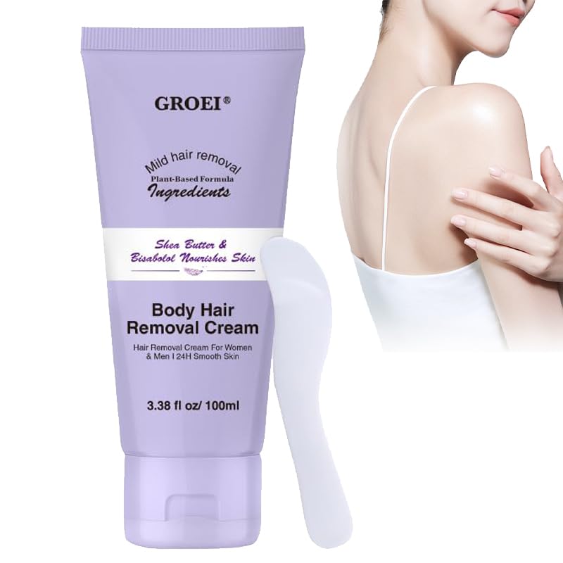 Gentle Body Hair Removal Cream,Luuma Facial Hair Removal Cream, Painless & Gentle Depilatory Cream with Spatula Applicator, for All Skin Types（1PCS）