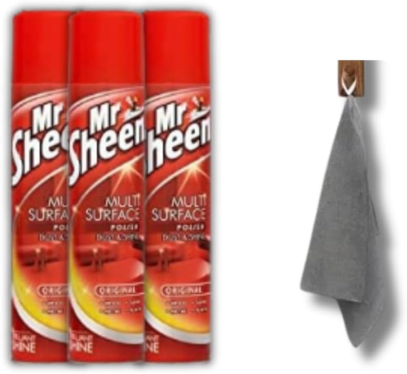 Multi-Surface Polish Original 250ml Pack of 3 with NaturaGlow Multi-Purpose Microfibre Cloth – Ultimate Shine and Protection for All Surfaces