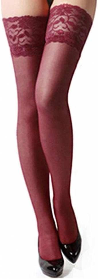 Xfome Style Women's Lace Top Sheer Thigh High Silk Stockings