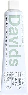 Davids Fluoride Free Nano Hydroxyapatite Toothpaste for Remineralizing Enamel & Sensitive Relief, Whitening, Antiplaque, SLS Free, Natural Peppermint, 5.25oz, Made in USA