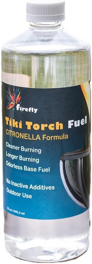 Firefly Biodegradable Citronella Tiki Torch Fuel - Smokeless, Odorless, Long-Lasting, Ideal for Outdoor, 32 oz.