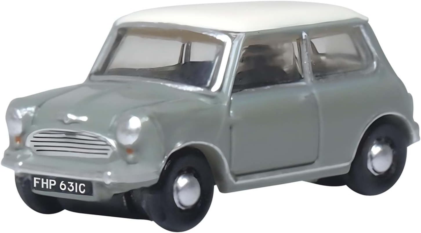 Oxford Diecast NMN009 Classic Mini Tweed Grey/Old Engish White