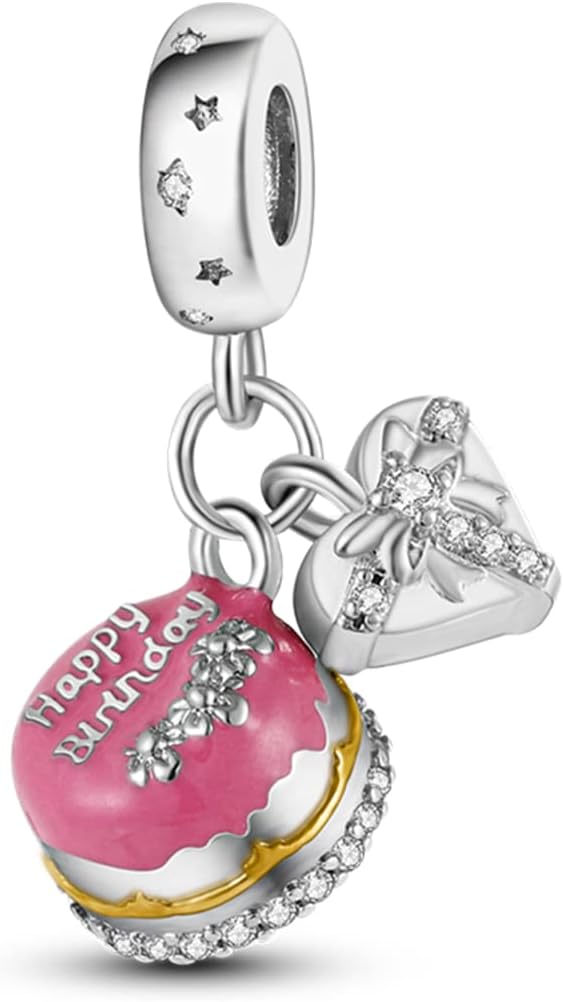 NARMO Charms for Bracelets 925 Sterling Silver Happy Birthday Charms for Women Bracelet Necklace