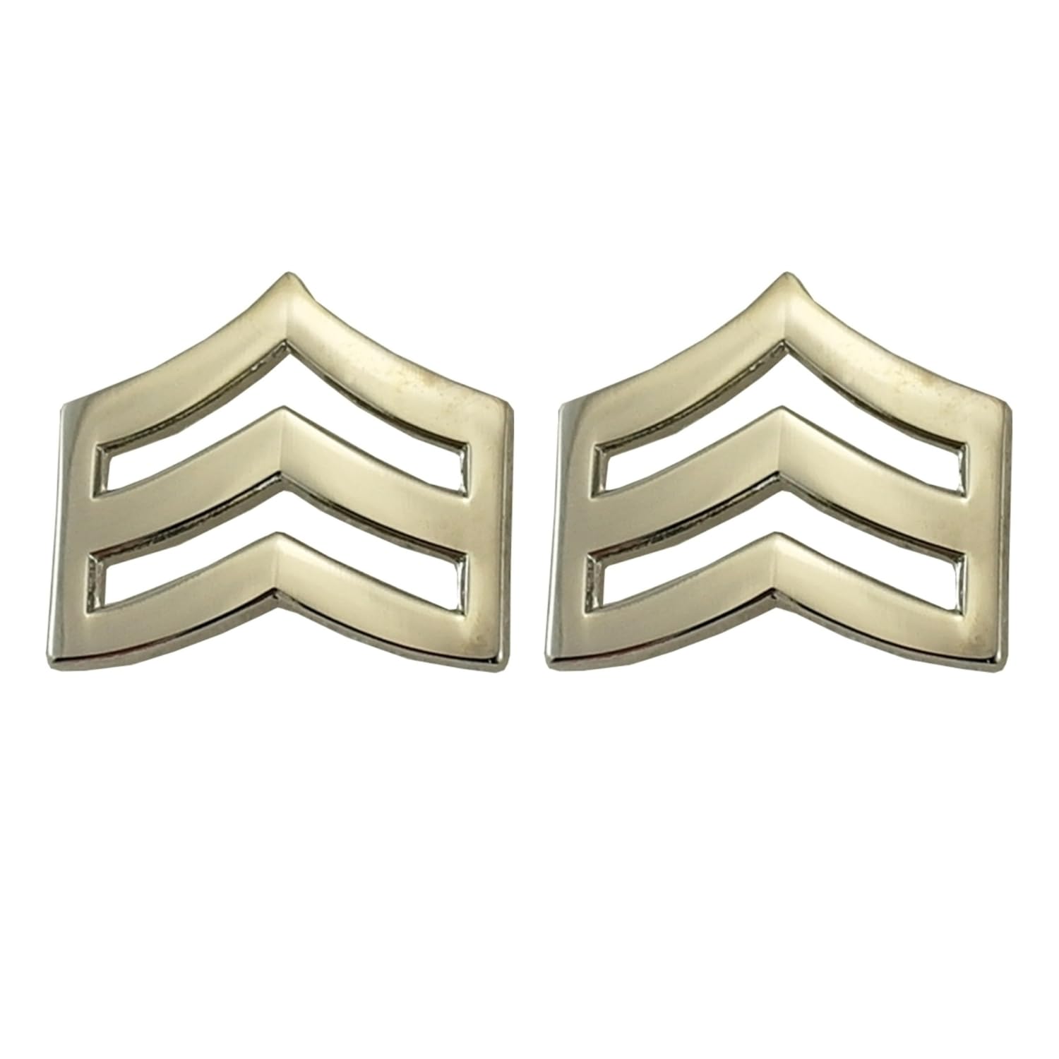 2 Pack - Hero's Pride Mini Sergeant Chevrons Metal Rank Insignia - Collar Brass Pins with Clutch Backs, 3/4" Wide, Everyday Use for Law Enforcement Uniform
