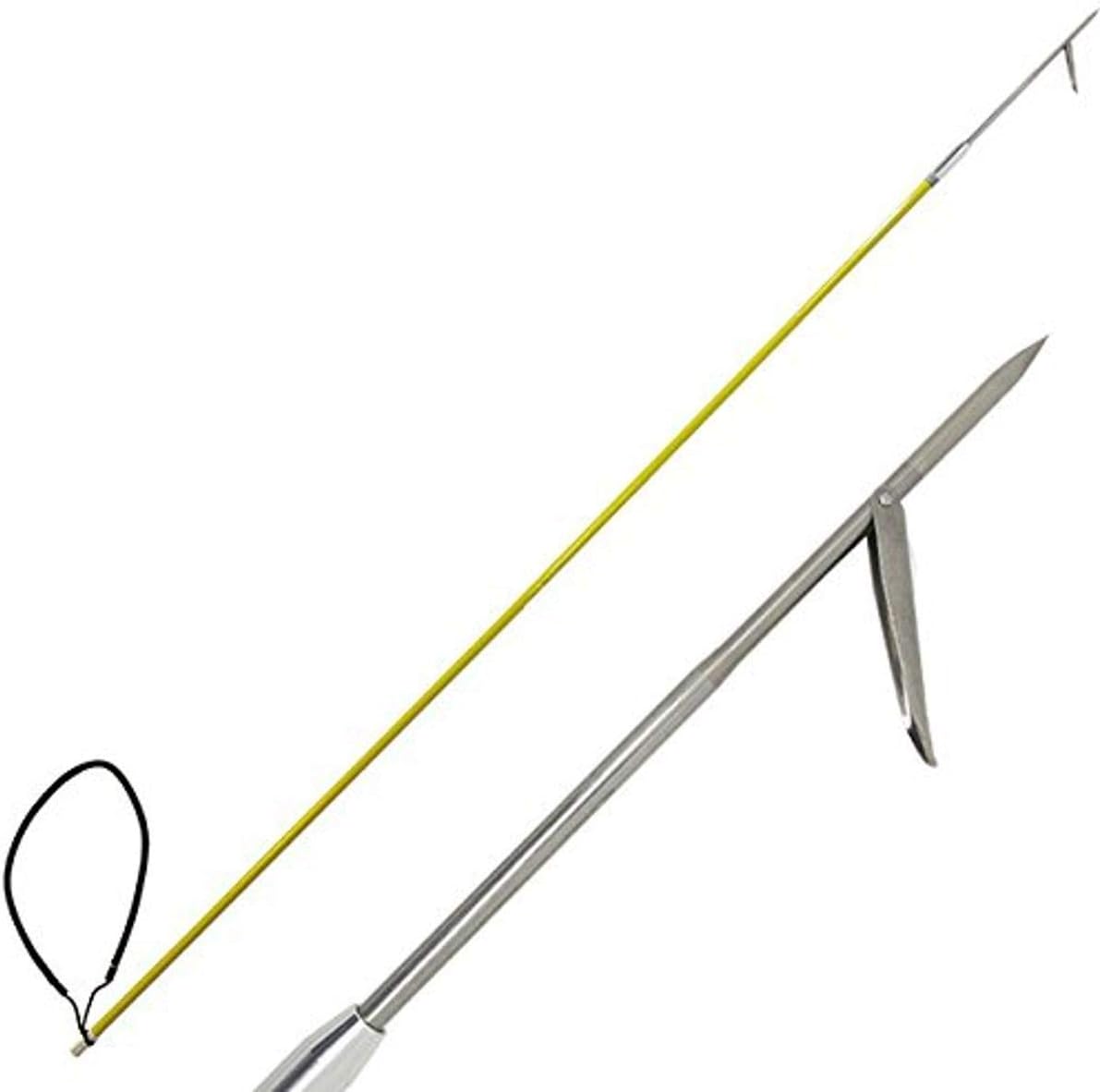 Scuba Choice 5ft One-Piece Fiber Glass Spearfishing Pole Spear with 12" Stainless Steel Single Barb Tip w/Black Rubber Sling – Durable Winter Ice Fishing & Underwater Hunting Gear