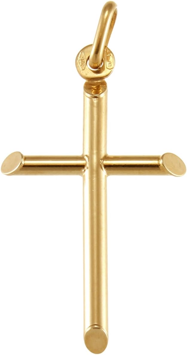 Alexander Castle Plain Solid 9ct Gold Cross Necklace Pendant for Women - Cross Charm with Jewellery Gift Box - PENDANT ONLY - 30mm x 18mm