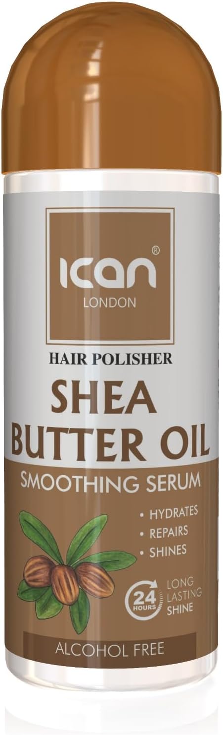 ican London Hair Polisher Shea Butter Oil Smoothening Hair Serum Alcohol Free 207ml
