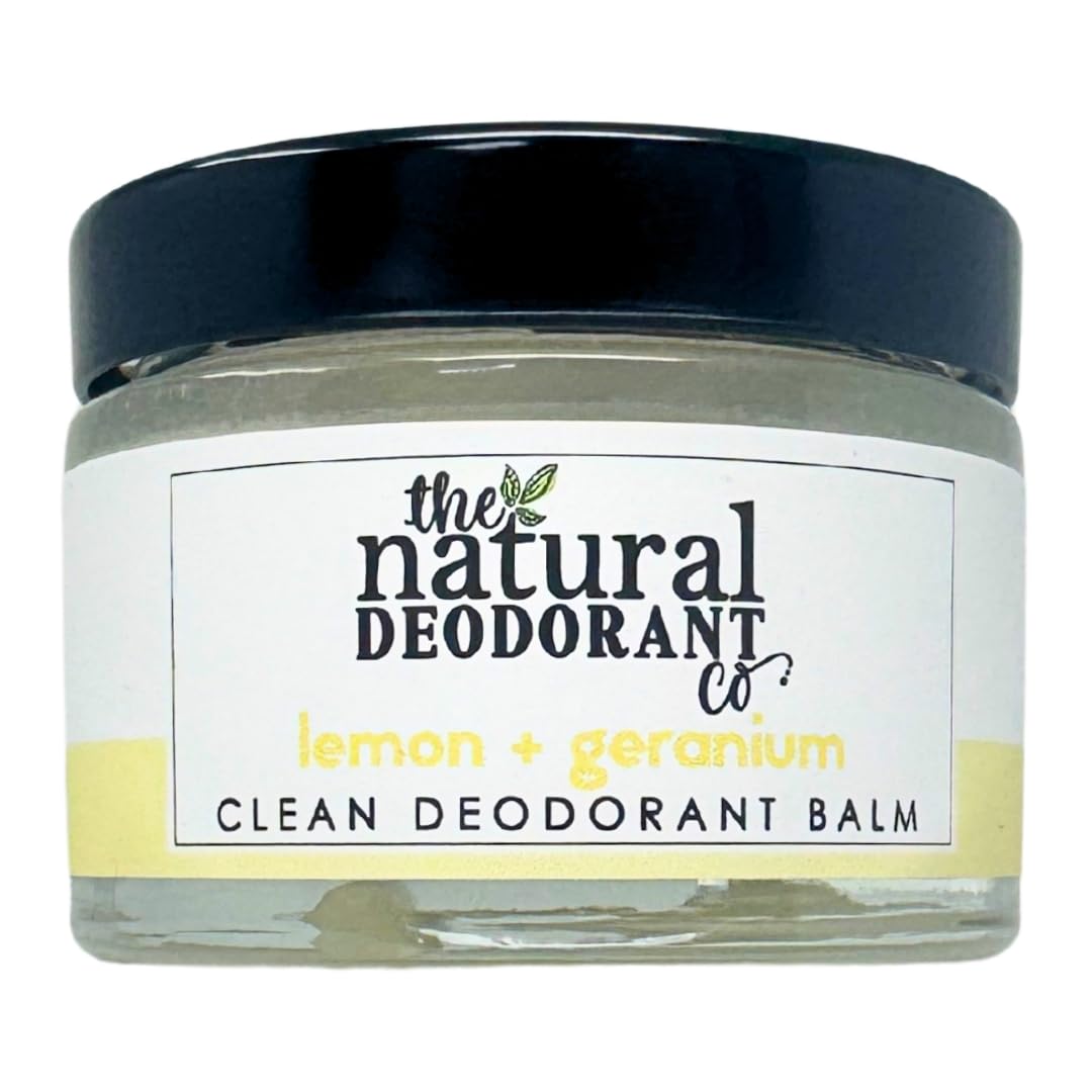 The Natural Deodorant Co, Clean Deodorant Balm Lemon + Geranium 55g | Aluminum Free, Plastic Free, Natural Ingredients, Effective All Day Protection