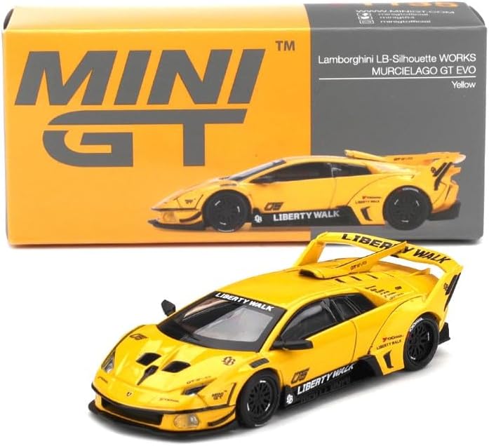 MINI GT MGT01135-L Lamborghin. Murcielago LB Silhouette Works GT EVO Yellow 2025 - Scale 1/64 - Model Car