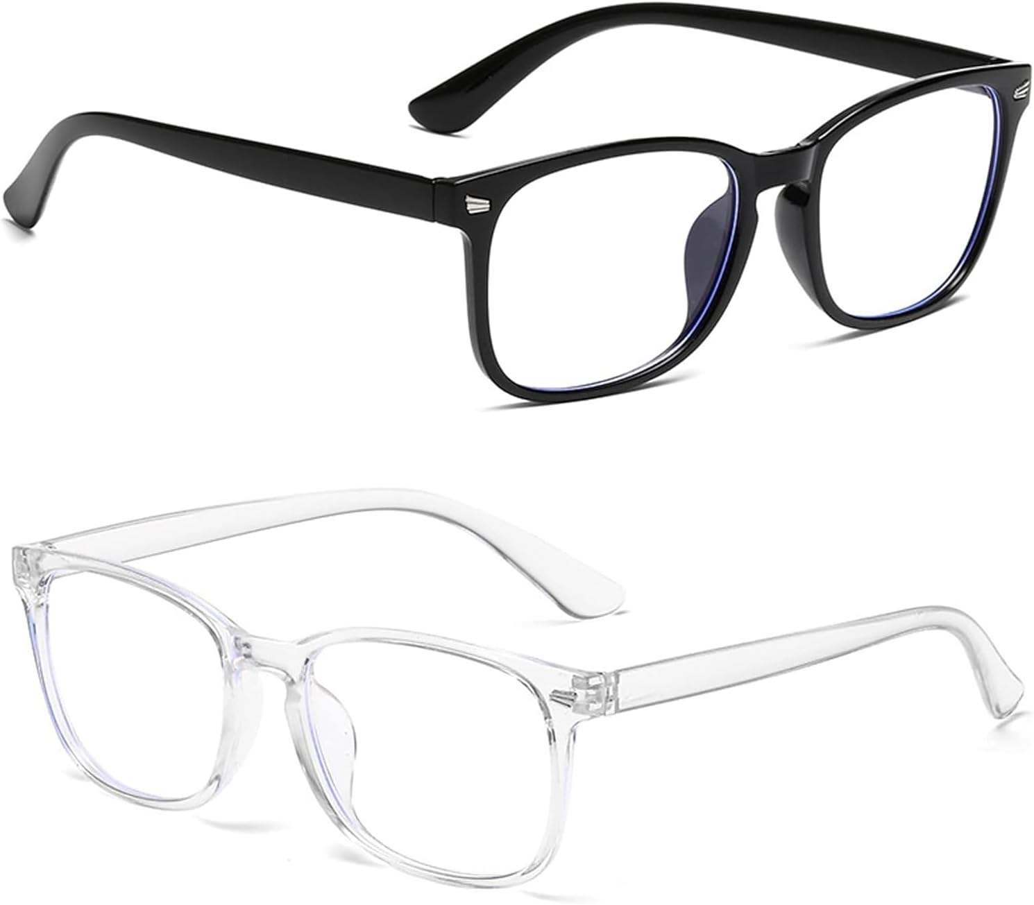 2-Pack Blue Light Blocking Glasses for Women Men, Reading glasses, Anti Glare Clear Computer Glasses to Prevent Eye Strain, Black frame