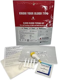 Eldoncard Blood Typing Kit, 10 Test Pack, Rapid Blood Typing Kit, Know Your Blood Type, Accurate Home Blood Type Test Kit, Determine A, O, B, RHS-D Negative & Positive Groups, Home Health Tests