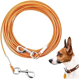 Tie Out Cable for Dogs, 20/30/50/100FT Dog Leads for Yard Chew Proof, Heavy Duty Dog Tie Out Cable for Large Dogs Up to 250lbs, Durable Dog Runner Tether Line for Outdoor, Yard and Camping