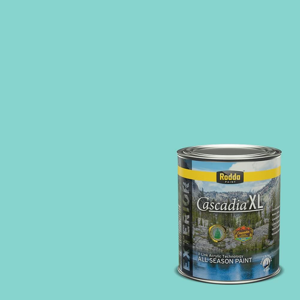 Rodda Paint CASCADIA XL Exterior Satin Paint & Primer in One, Quart, Turkish Teal