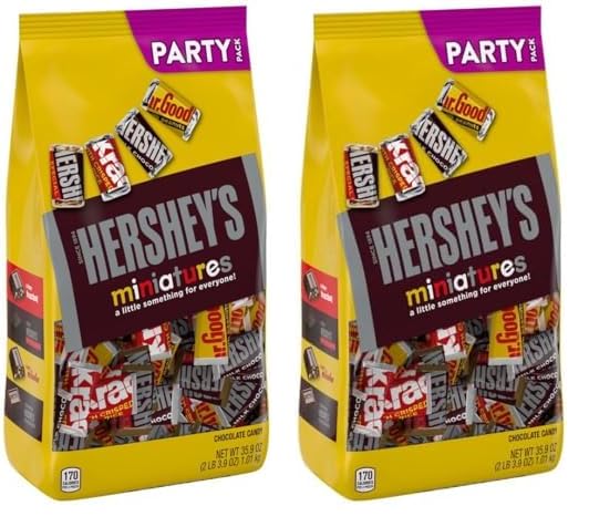 HERSHEY'S Miniatures Assorted Chocolate Candy, Holiday, 35.9 oz Bulk Party Bag (Pack of 2)