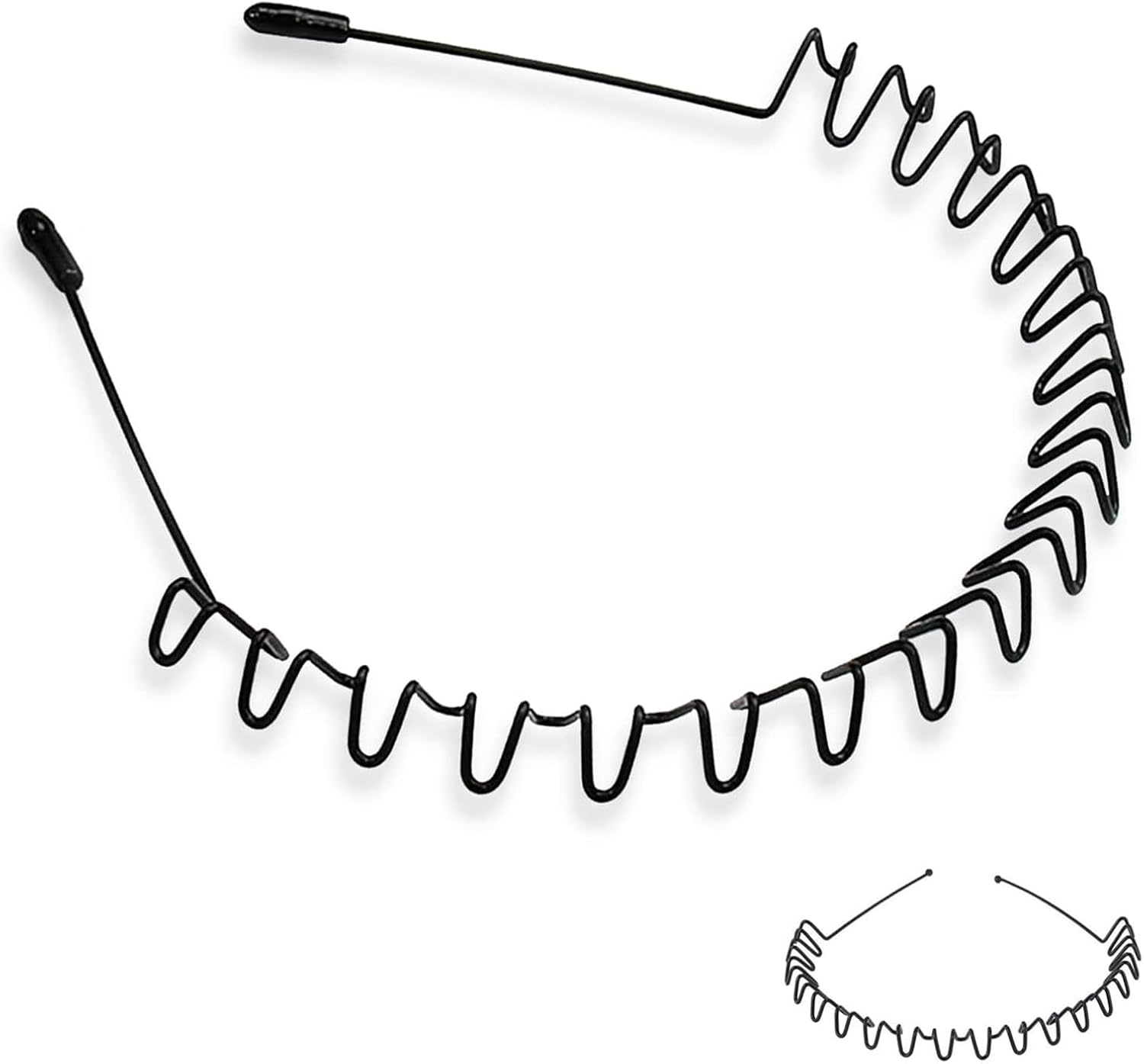 Metal Hair Bands for Men, Non-Slip Fashion Headband,Black Zig Zag Headband,Wavy Boys Hairbands, Unisex Outdoor, Sports, Weddings and Daily Wear. (1 Pcs)