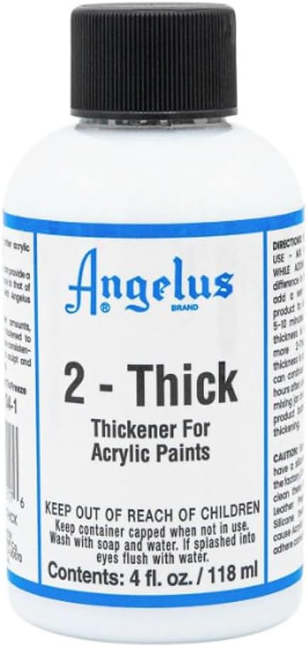 Angelus 2-Thick Acrylic Paint Additive to Thicken Creating 3D Flexible Clay Art for Shoes, Boots, Bags, Cavas Art, & More- 4oz