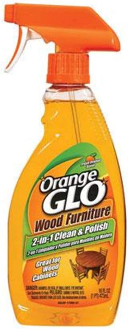 2 x Orange Glo Wood Furniture 2 in 1 cleaner and polish spray Bottles 473ml with Ultra Plush Microfiber Cloth