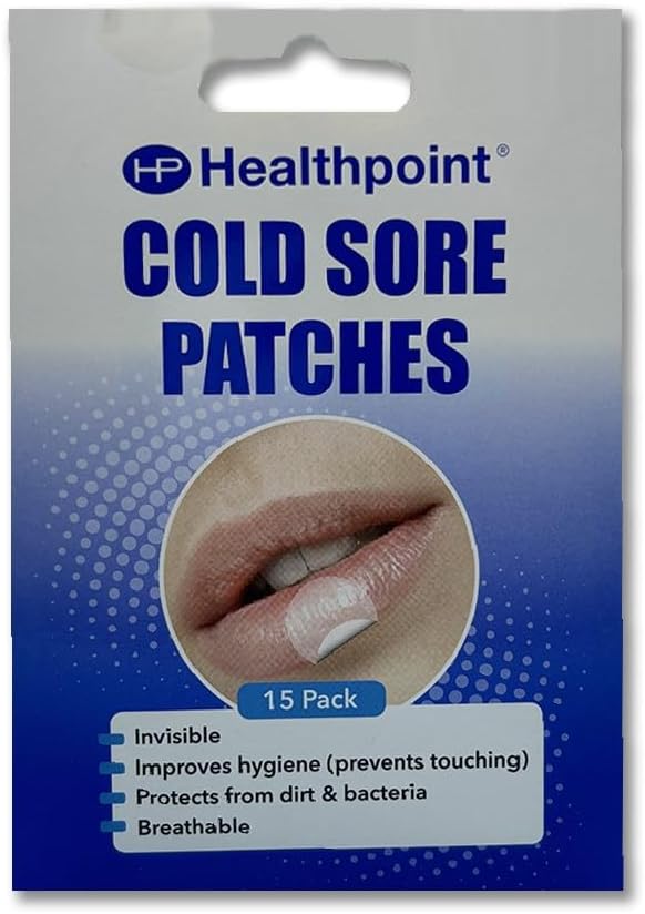 Healthpoint Cold Sore Patches, Pack of 15 Invisible Patches, Discreet Healing, Effective Protection Against Dirt and Bacteria, Prevents Spread of Cold Sores, Improves Hygiene, Breathable