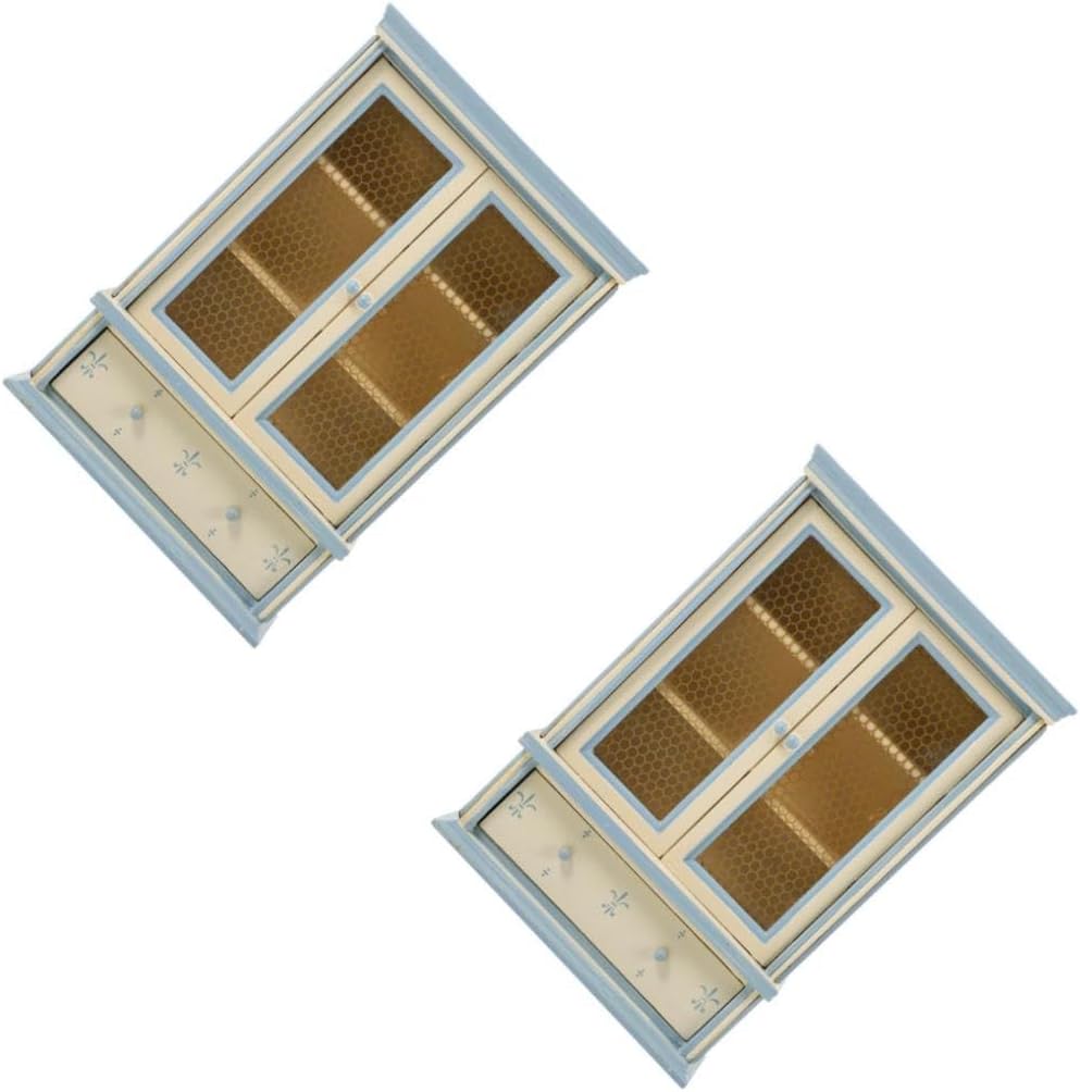 Kisangel 2 pcs Handmade Wooden Miniature Bookshelf Model for Dollhouse Scale Desktop Ornament Mini Furniture Accessory for DIY House Models and Room Box Displays