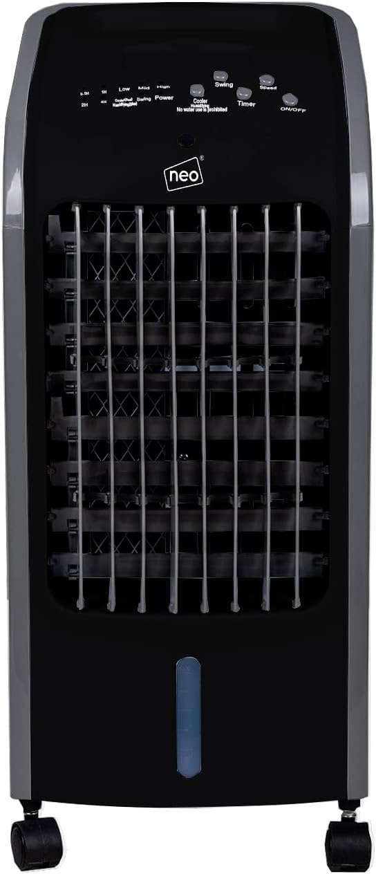 Neo 4L 80W Oscillating Air Ice Water Evaporative Mini Portable AC Con Conditioning Cool Cooler Fan Remote (Black)