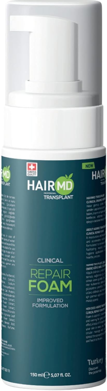 HairMD Hair Growth & Repair Foam - 150ml Unisex Hair Growth Foam - Nourishes and Moisturises Post-Transplant Skin - Gently Repairs and Cleanses Scalp - Ideal for Sensitive Skin