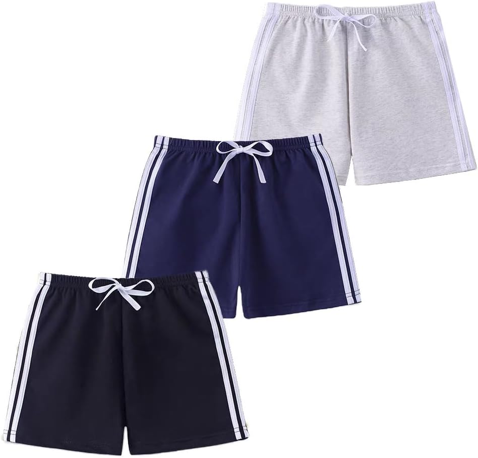 FedMois Boys' Summer Shorts Cotton, Pack of 3