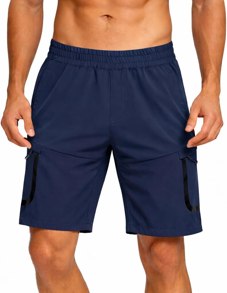 Blu Apparel Men’s Outdoor Sports Shorts – Lightweight Quick-Dry Hiking & Running Shorts with Zipper Pockets, Breathable Athletic Shorts for Gym, Travel & Casual Wear