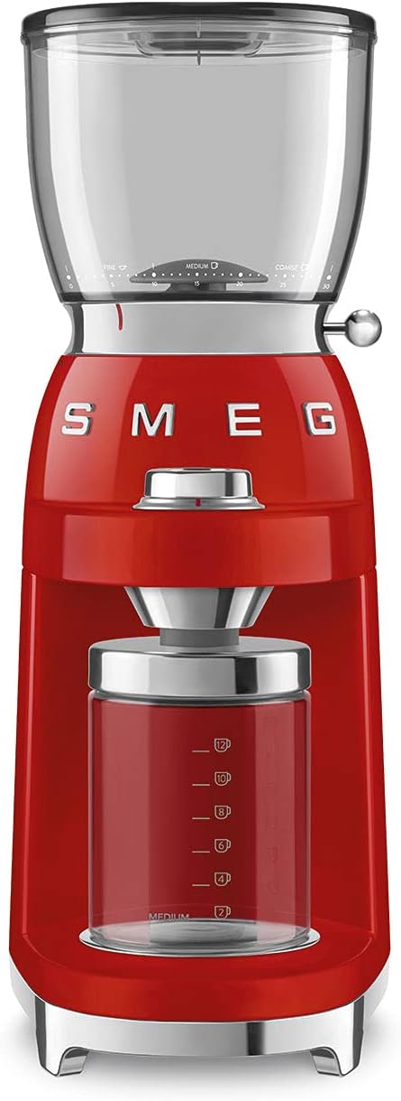 Smeg 50's Retro Style Aesthetic Coffee Grinder, CGF01 (Red) Large