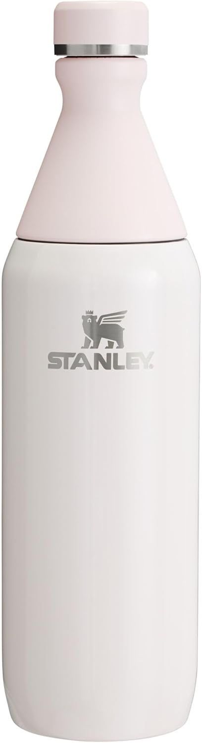 Stanley All Day Slim Bottle 20 oz | Leakproof Twist on Lid | Slim Design for Travel and Gym | Insulated Stainless Steel Water Bottle | BPA-Free | Rose Quartz Gloss