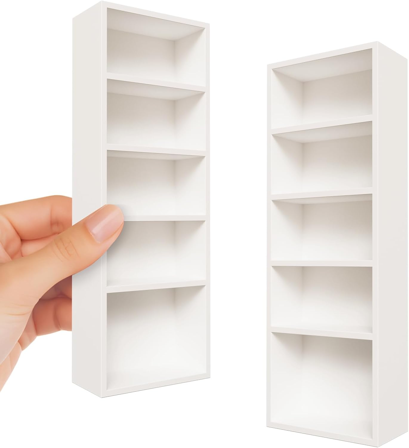 Dollhouse Bookshelf in 1:12 Scale, 5-Tier Open Shelf Doll House Bookshelf, Dollhouse Furniture Set for Girls, Kids & Collectors