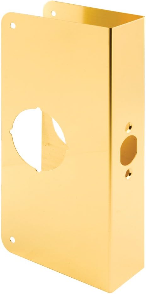 Prime-Line U 9548 Brass Lock and Door Reinforcement Plate for 1-3/4 In. Thick Doors, Brass Finish (Single Pack)