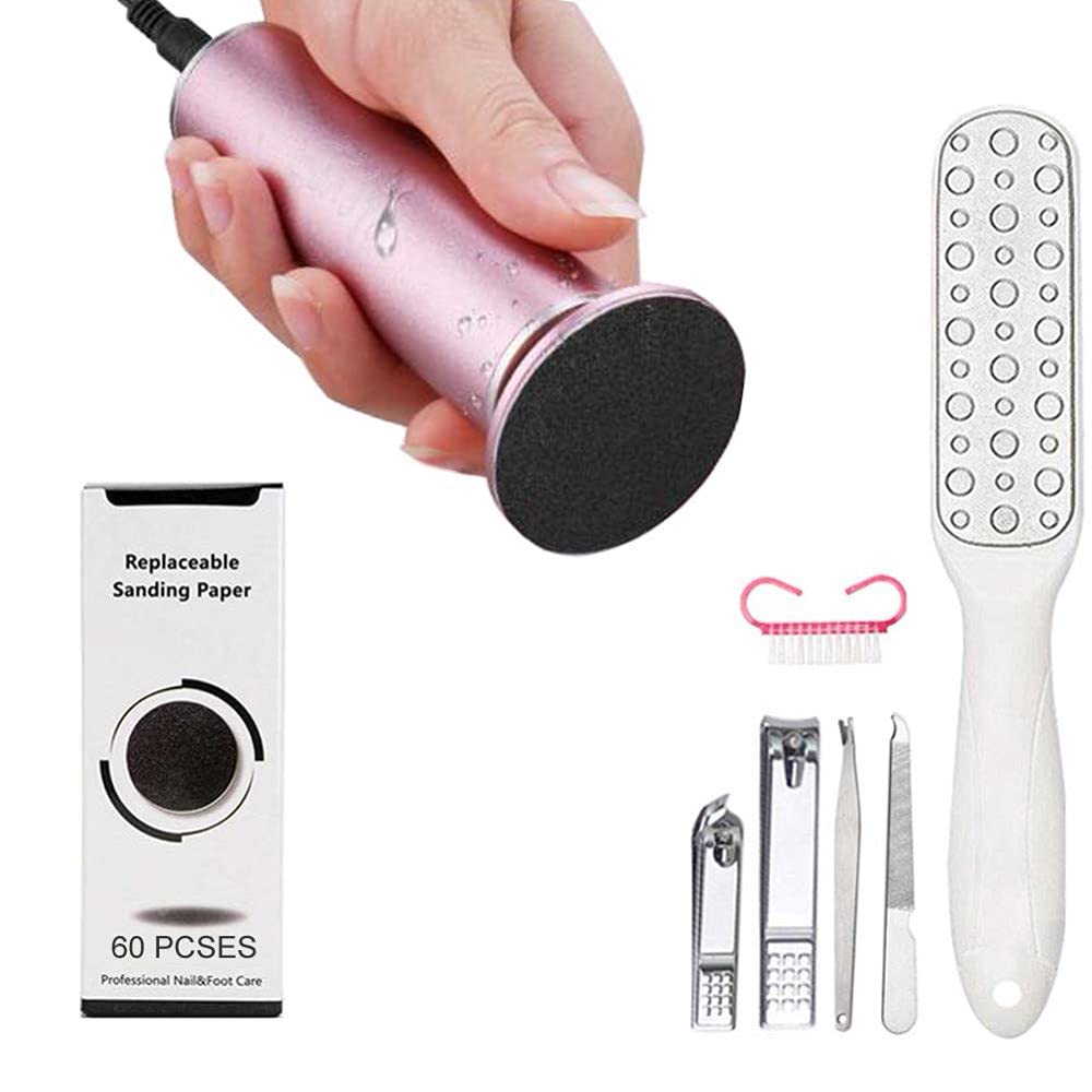 Electric Feet Callus Remover Speed Adjustable Foot File Pedicure Machine with 60pcs Sandpaper Discs, Professional Pedicure Tool Kit for Feet Electronic Callus Shaver for Dead Cracked Hard Dry Skin