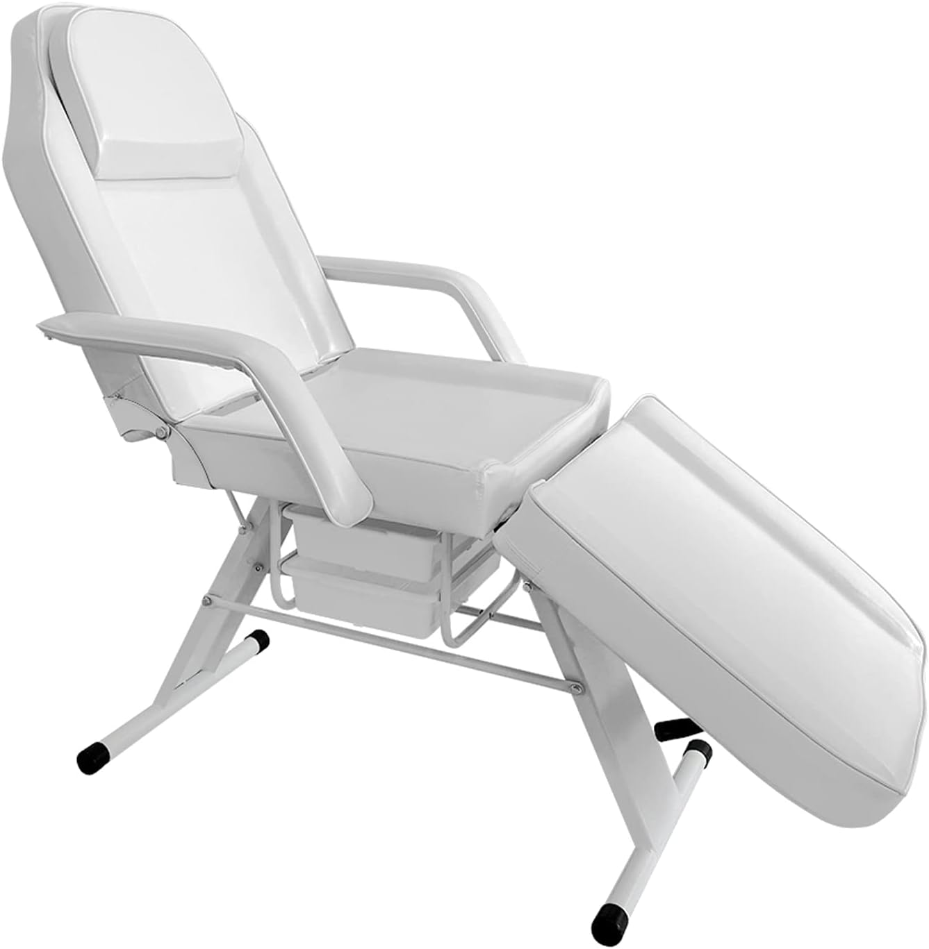 Panana Massage Table SPA Beauty Massage Bed Salon Tattoo Reclining Chair with Plastic Storage Box (White)
