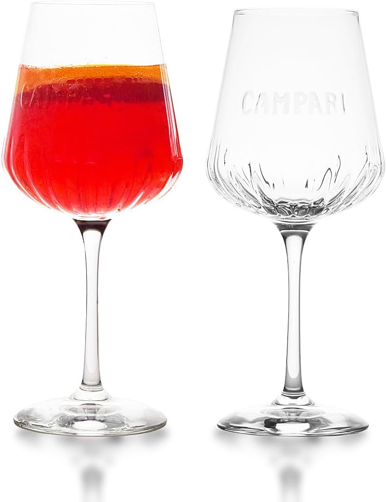 Set of 2 Original Campari Stemware Stem Glasses Cocktail Glasses Set Transparent
