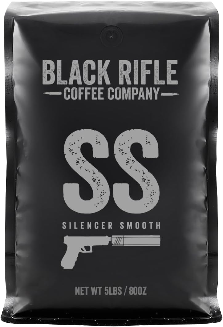 Black Rifle Coffee Company Ground Coffee Light Roast - Roasted Blend Made from Pure Arabica Beans - Colombian & Brazilian Beans - Veteran Founded & American Made (Silencer Smooth, 5 lb Bag)